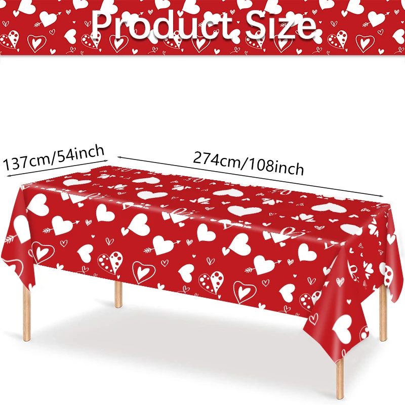 Valentine's White Day Heart Shape Red Table Runner Tablecloth Placemat Table Mat Home Textile Wedding Party Decorations Supplies