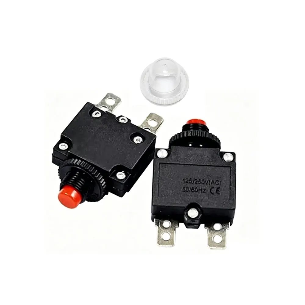 2PCS Current Overload Protector Switch Push 3A 4A 5A 6A 7A 8A 10A 15A 18A 20A 25A 30A Thermal Circuit Breaker Waterproof Cover