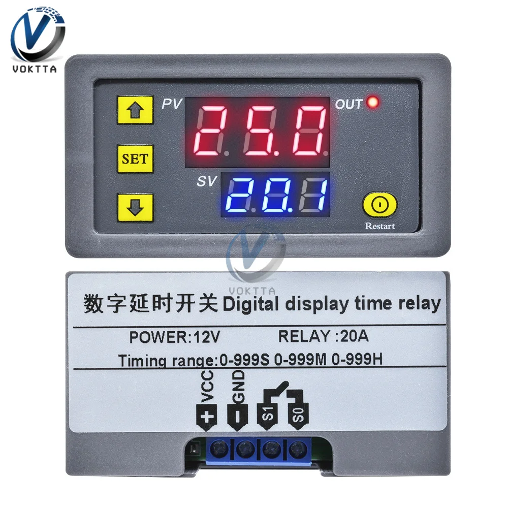 T3230 Cyclic Timing Delay Relay DC 12V 24V AC 110V-220V Timer Control Switch Adjustable Timing Digital Relay Time Delay Switch