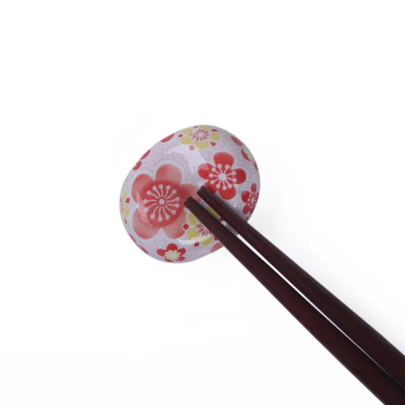 QNBHR Colorful Ceramic Chopsticks Holder Cute Romantic Cherry Blossoms Japan Chopstick Rest Kitchen Tableware Gadget Supplies