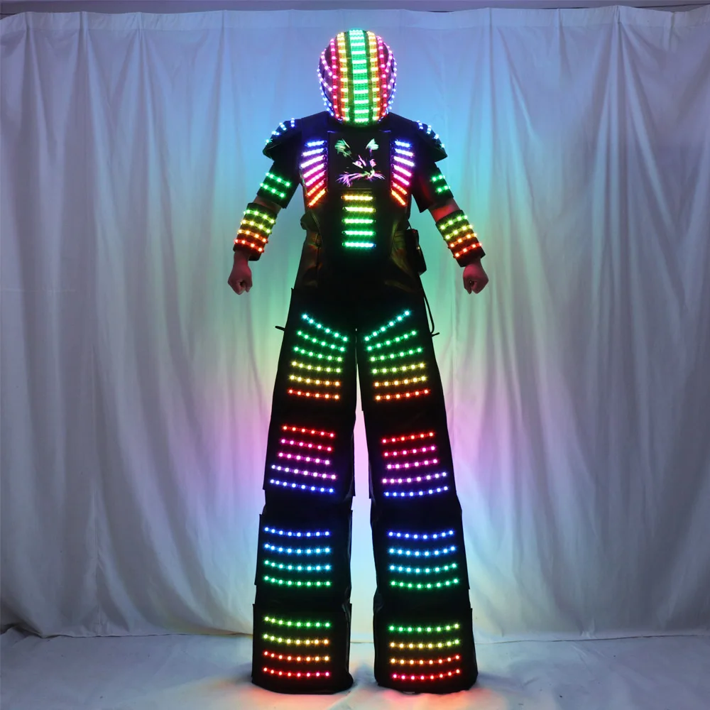 Full Color Remote Control LED Robot Costume Clothes Stilts Walker Suit Excited Digital Screen DIY Text Image LOGO