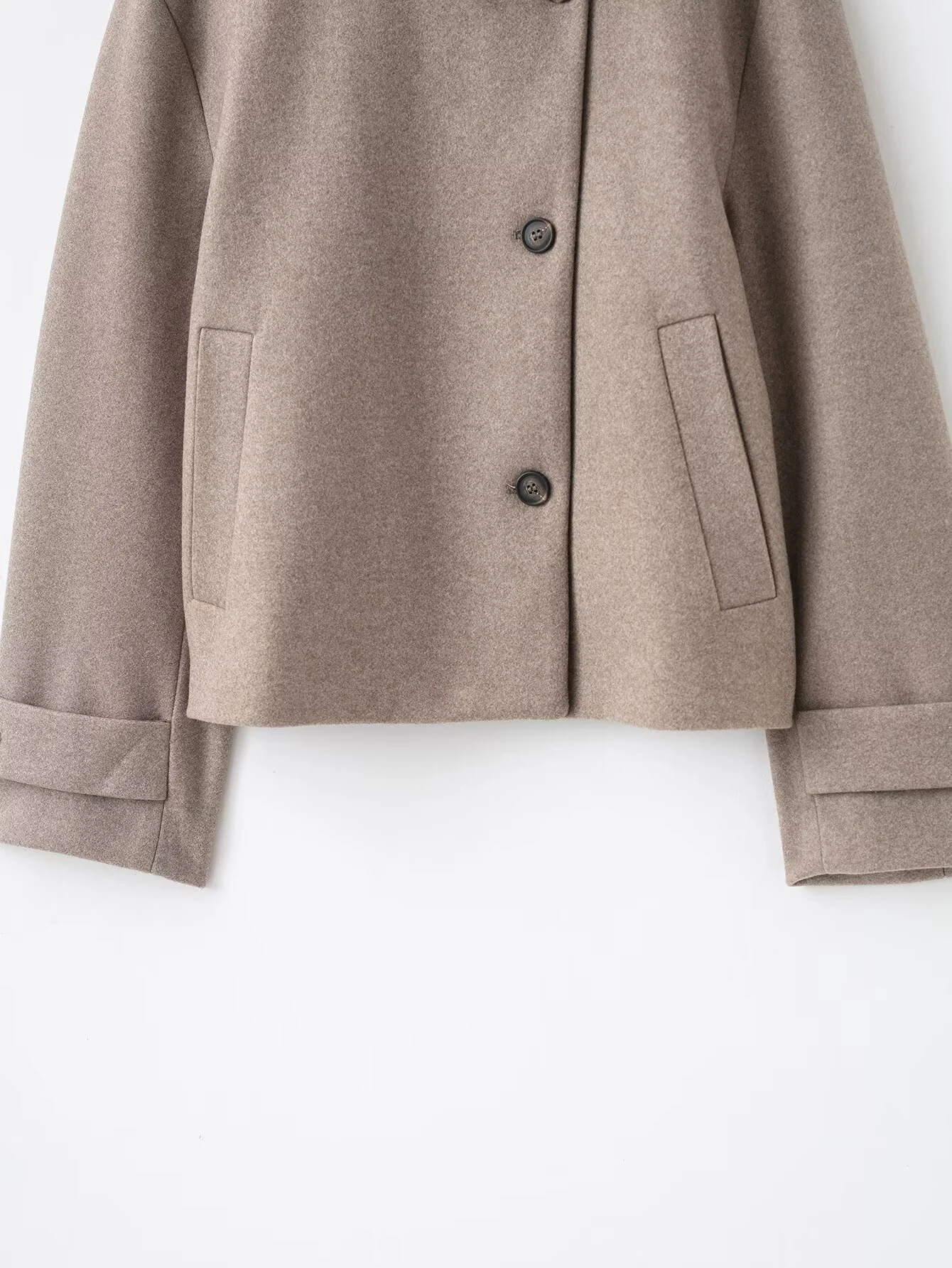 ZERAINS Winter new women's fashion breasted stand up collar long sleeved windproof short windbreaker jacket jacket