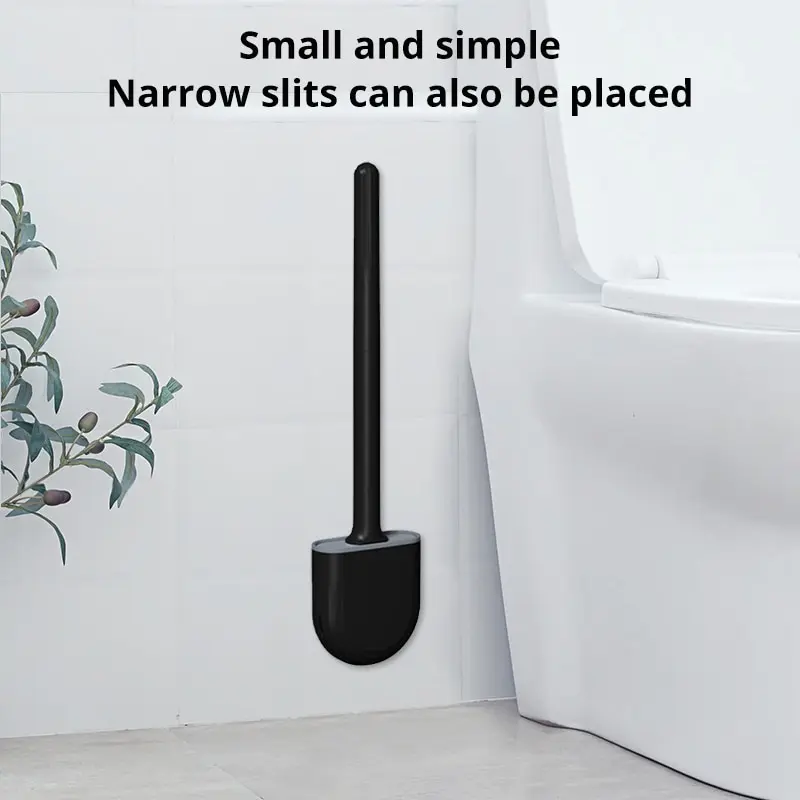 Silicone Toilet Brush and Holder Wall Mounted for Bathroom Quick Drying Efficient Professional Deep Cleaning