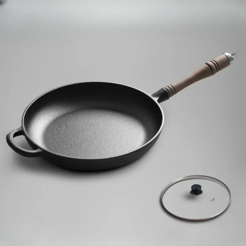 Cast iron pan, flat bottomed pan, frying , household 26cm thick steak pot, induction cooker, universal