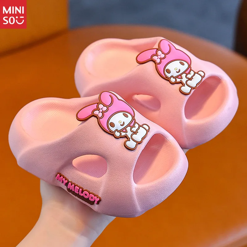 Miniso Cartoon Slides para meninas, chinelos de plataforma antiderrapante para crianças e adolescentes