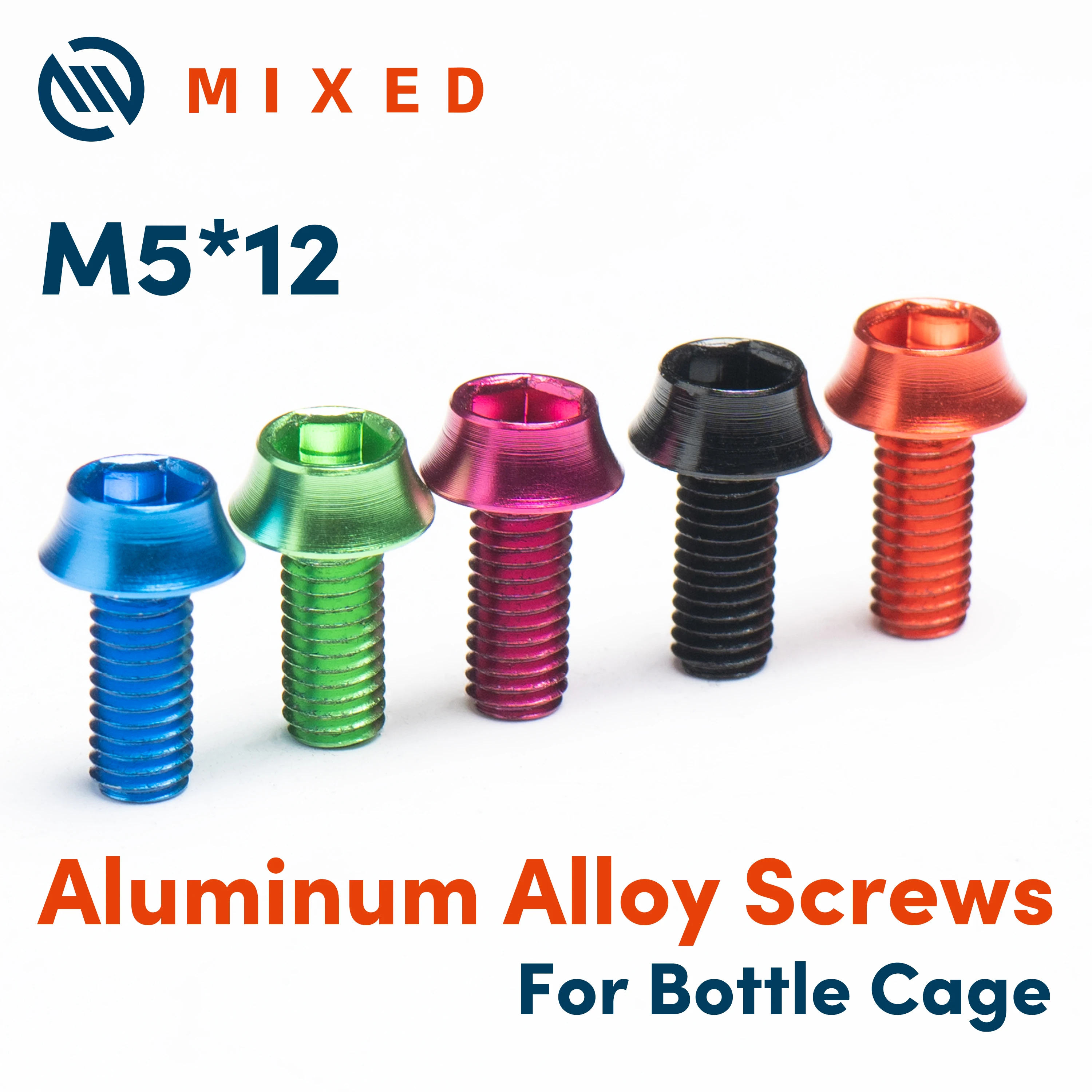 MIXED Mieszane M5 * 12 śruby ze stopu aluminium śruba z łbem grzybkowym do drogowego górskiego uchwyt rowerowy na bidon