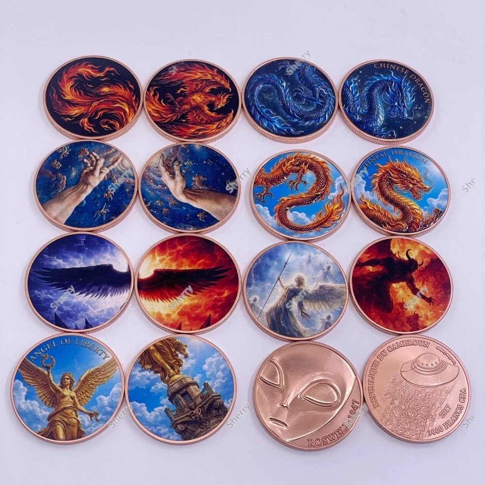 moeda-comemorativa-de-cobre-puro-1oz-com-dragao-anjo-e-fenix-impressos-coloridos-–-moeda-colecionavel-e-presente-de-lembranca