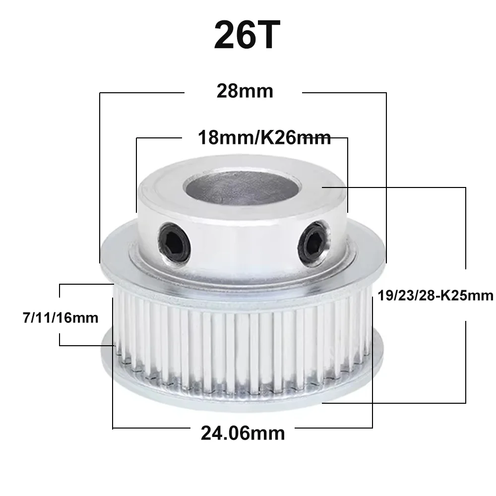 HTD3M Pulley 25T 26T 28T Timing Pulley 3M BF Type Synchronous Wheel 25Teeth 26teeth 28teeth HTD 3M Pulley