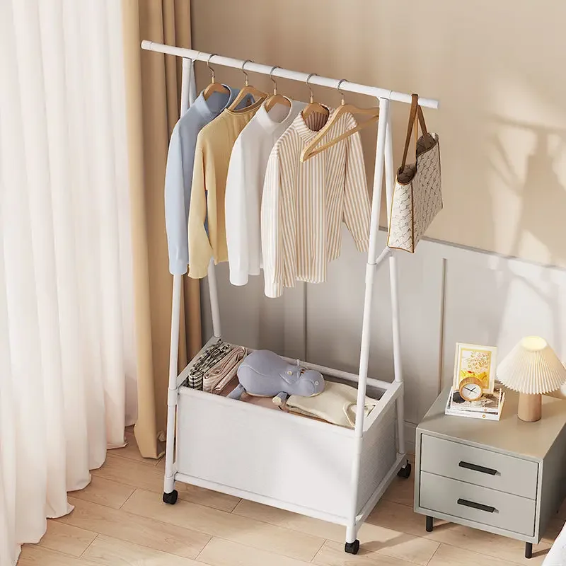 Clothes Rack Removable Metal Stand Floor Hanger Storage Clothes Rack with Wheel Storage Shelf Wardrobe Clothes Holder Shelves