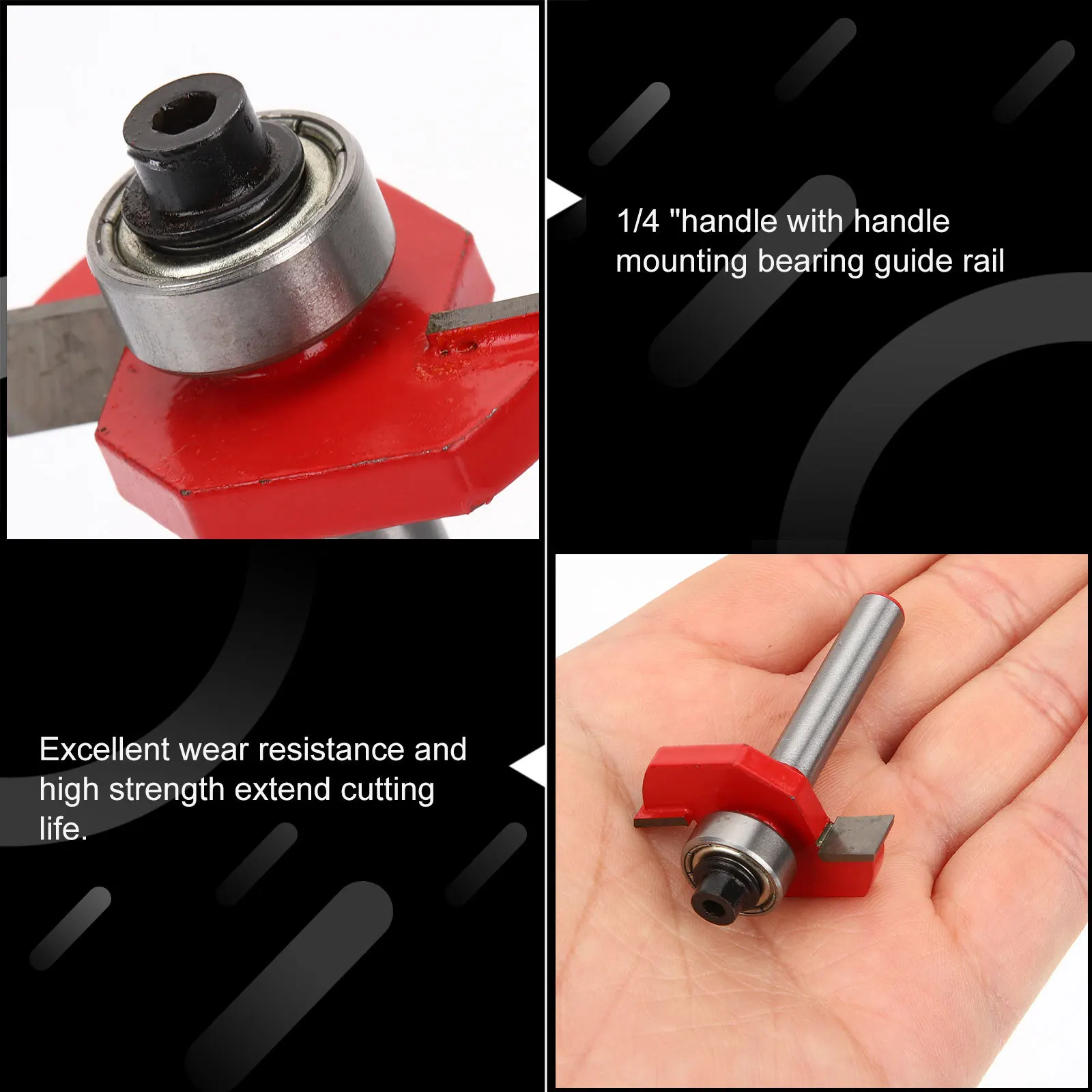 T الشق راوتر بت 6.35 مللي متر أداة نجارة الفولاذ المقاوم للصدأ عالية الكفاءة مقاومة للحرارة طول العمر التصنيع باستخدام الحاسب الآلي بت التشذيب القاطع