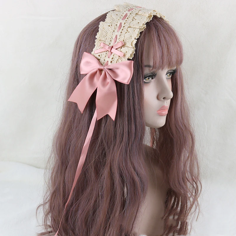 Lolita Lace Flower Headwear Lovely Sweet Hair Hoop Anime Maid Cosplay Headband Hair Accessory Hand Made for Girls