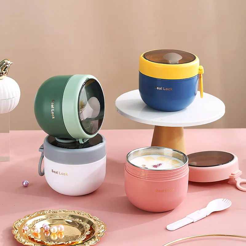 Taza de sopa aislada para comida de desayuno, termo, contenedor de comida, fiambrera de acero inoxidable, taza práctica para gachas de avena y microondas