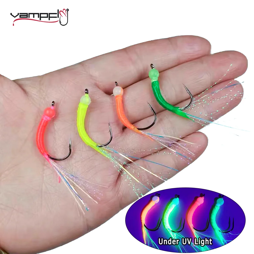 

8pcs/10pcs Luminous Bead Head Wet Fly Fishing Flies Twisted Flash Tinsel Maylar Tinsel Tail For Bass Trout Fishing Lure Bait