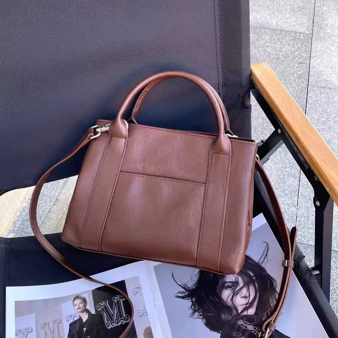 Женская сумка из натуральной кожи Boston Bag 2025 Новая сумка через плечо с верхней ручкой для офиса, дизайнерская сумка для путешествий