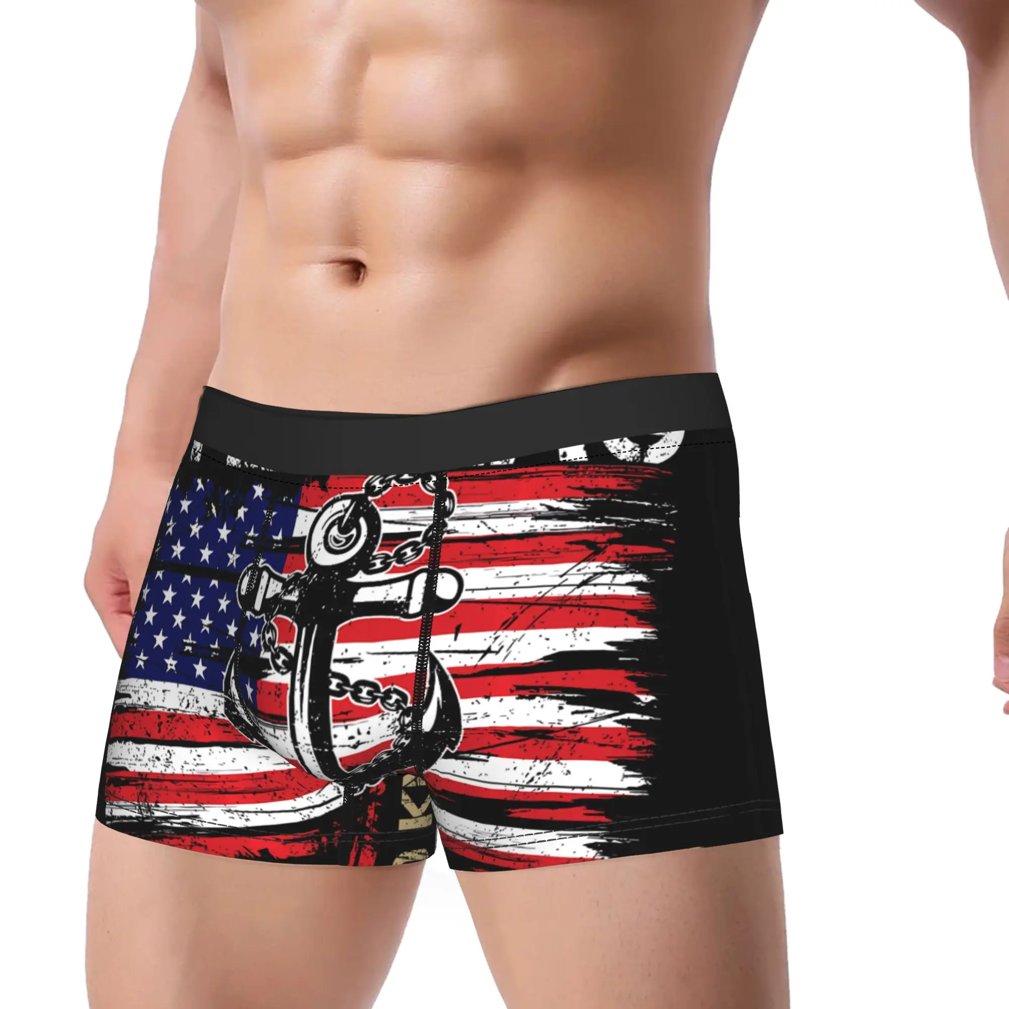 Stand for Flag and Kneel for Cross US Sailor Memorial Day Underpants Breathbale Panties Male Underwear Print Shorts Boxer Briefs