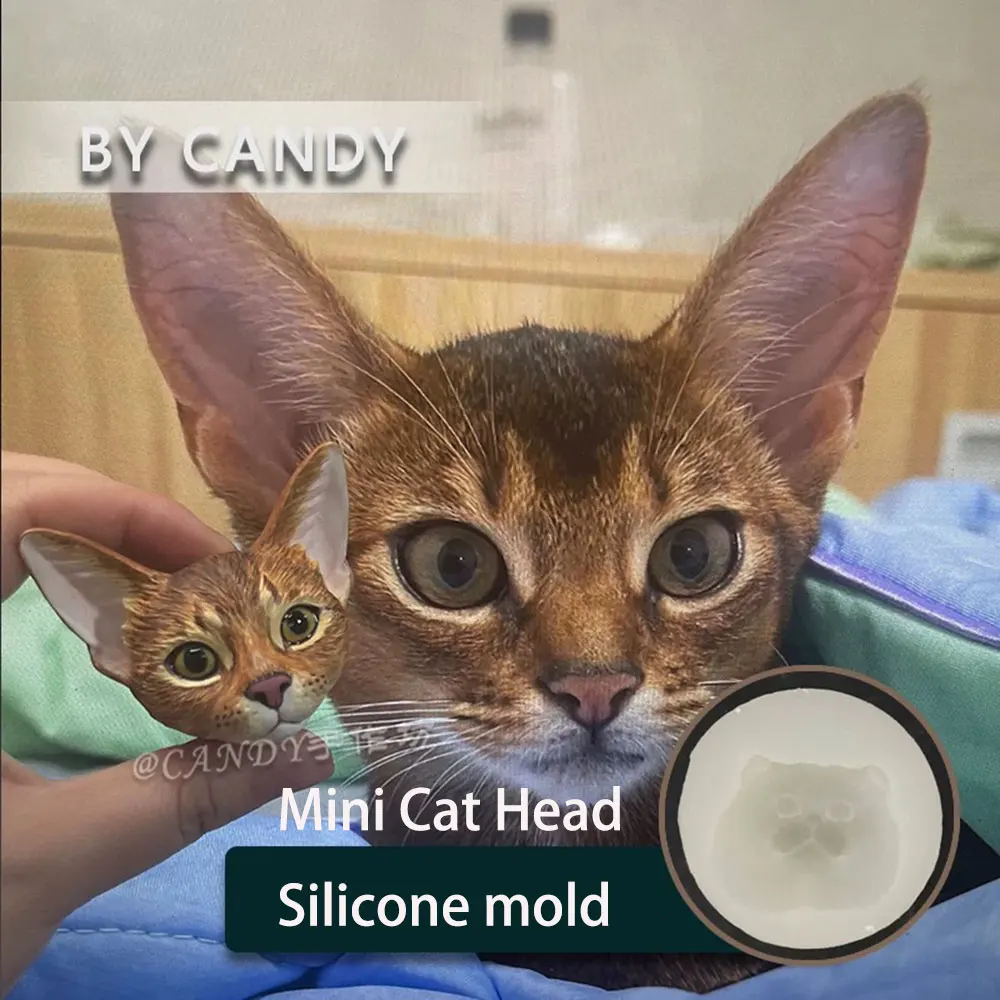 

Силиконовая форма с милой кошачьей головой, безyssinian, гипсовое мыло, домашнее животное, котенок, день рождения, аватар, смоляная форма, сделай сам, украшение для вентиляционного отверстия автомобиля