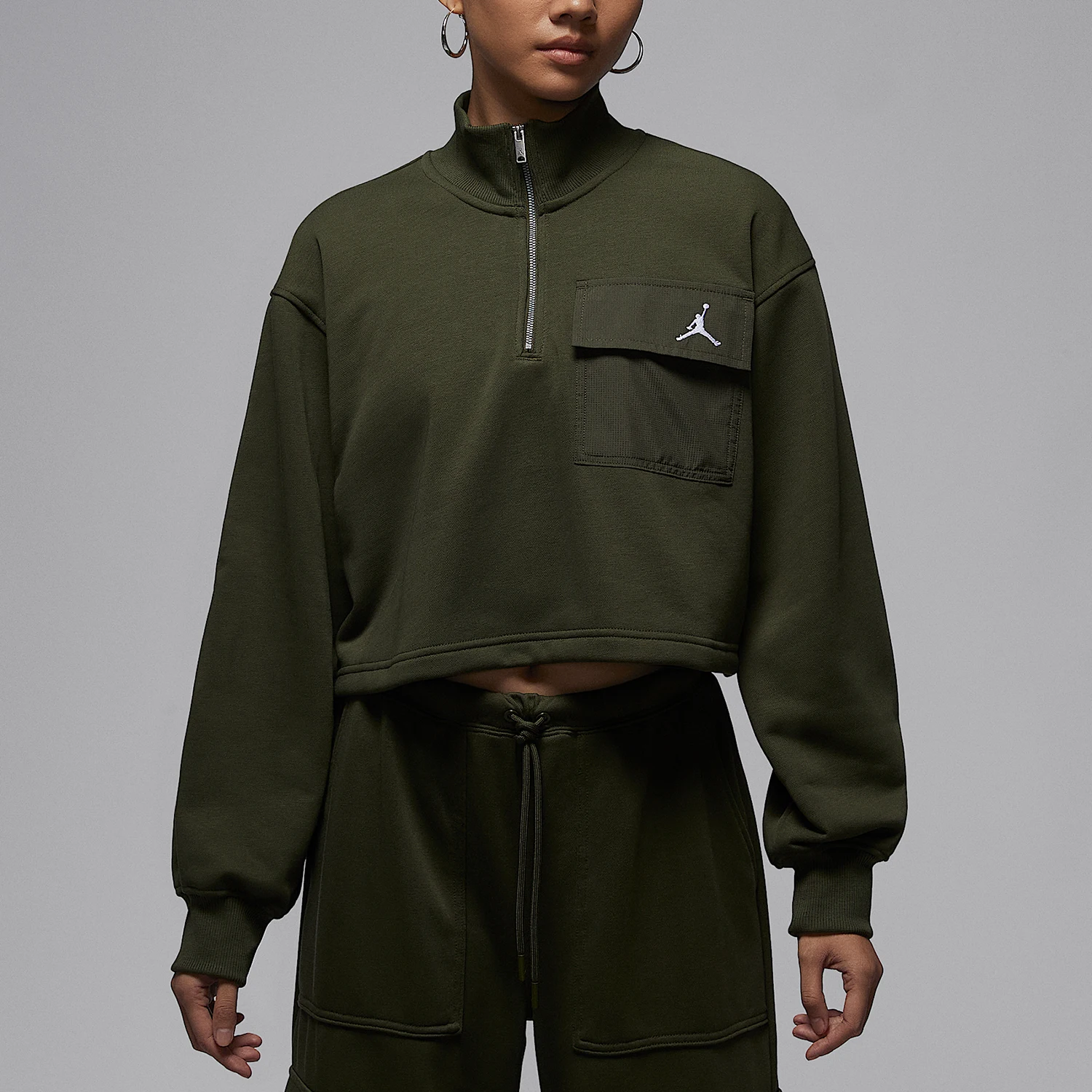 

Оригинальный женский пуловер Nike JORDAN с воротником-стойкой, прочная повседневная толстовка с капюшоном IF1070-325