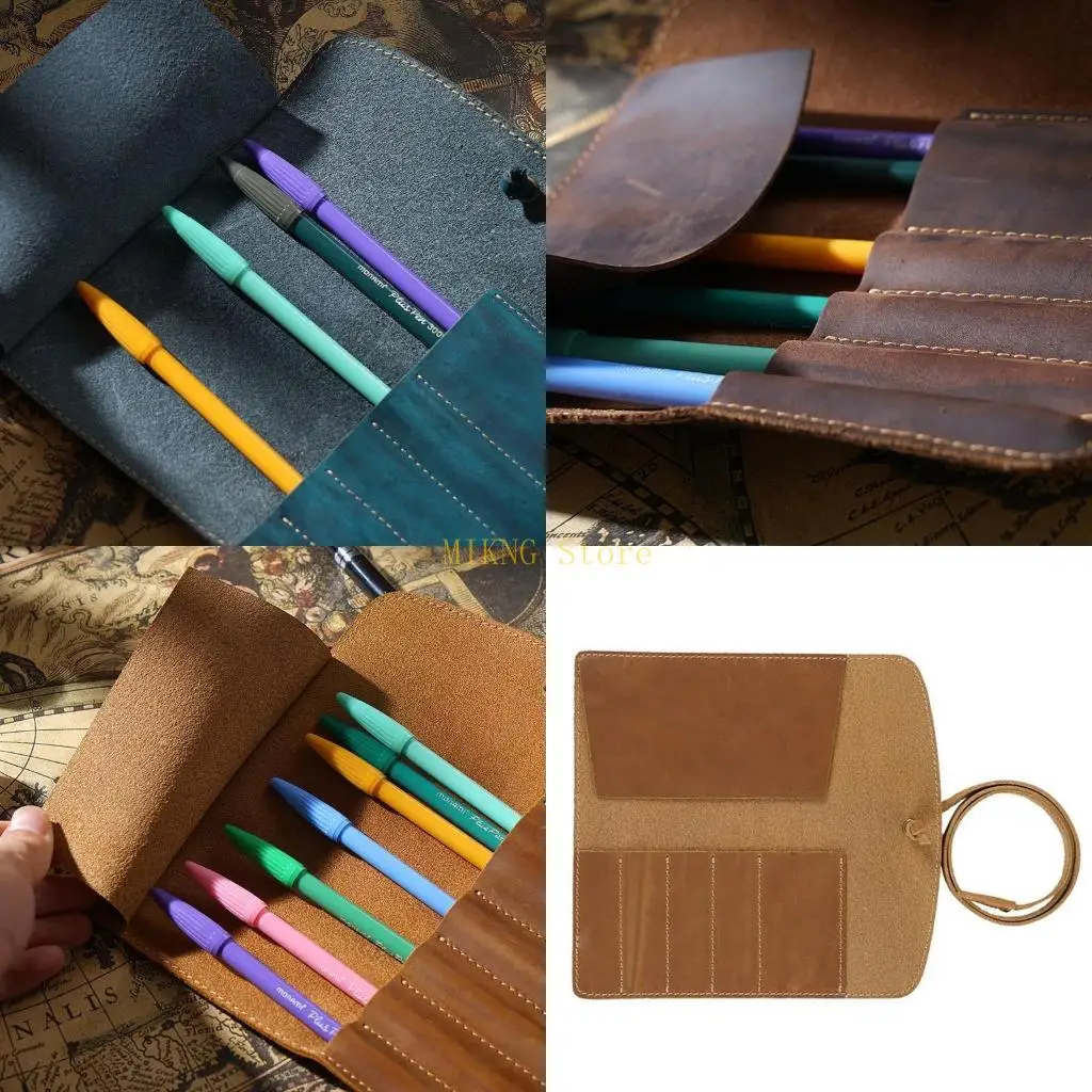 

Винтажный кожаный цветной карандаш-обертка для карандашей в рулоне, многофункциональная ретро-сумка для макияжа, лучшая