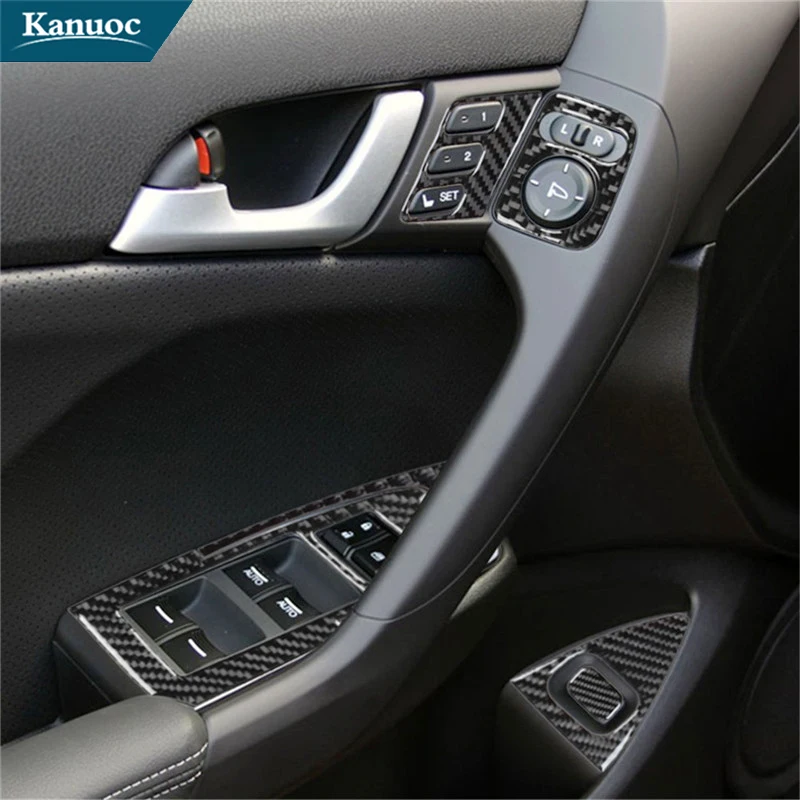 

Car Interior Accessories For Honda Acura TSX 2009 2010 2011 2012 2013 2014 Carbon Fiber Door Lift Control Set Stickers