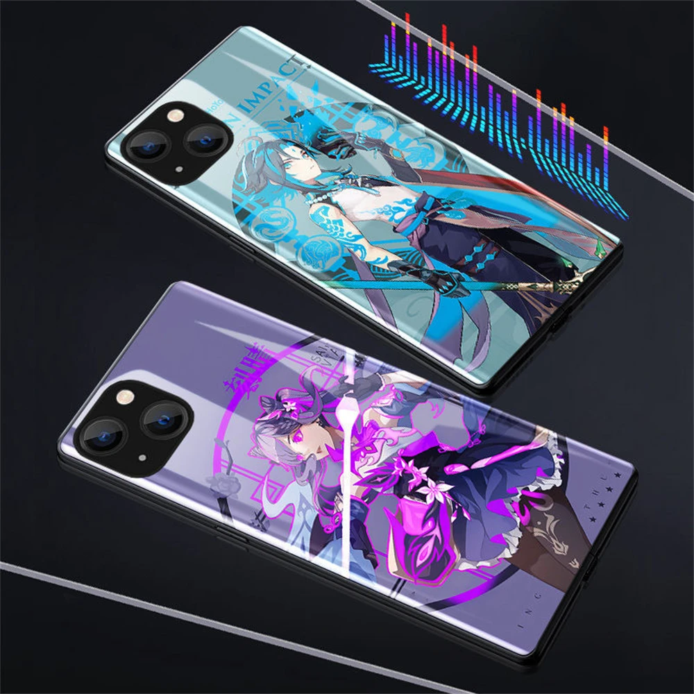 

2023 Japan GS impact Anime Girl Phone Case For iPhone 15 14 13 12 11 Pro XS MAX 8 7 6 6s Plus X SE2020 XR LED Flash