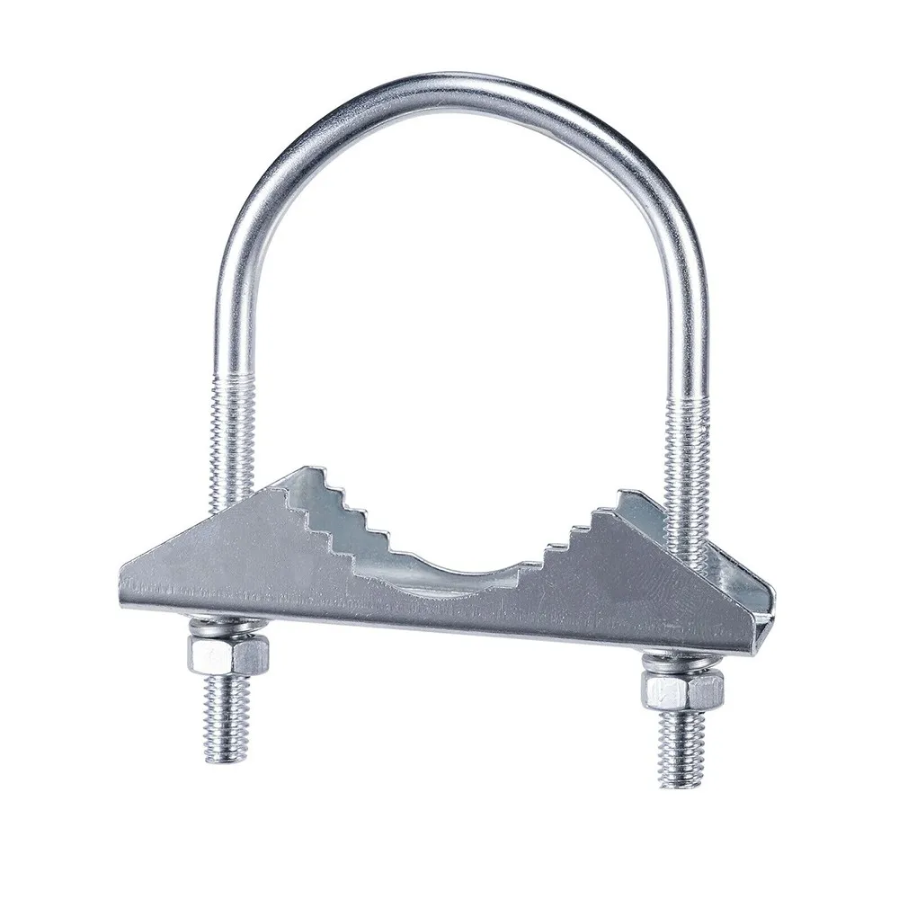 Fissaggio di bulloni a U industriali in metallo (ferro) tono argento Codice clip per antenna da 2 pezzi per albero/tubo/tubi/polo resistente