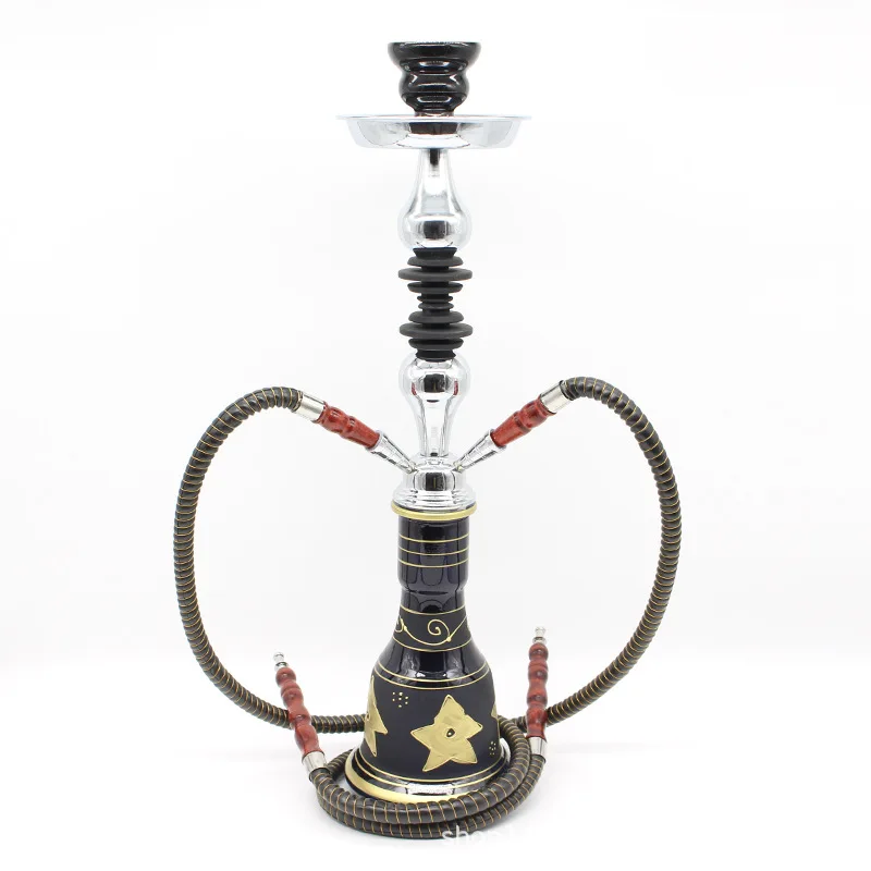 Dubbele Pijp Waterpijp Shisha Fles Arab Afgewerkt Waterpijp Bar Glas Gemaakt Shisha Pijp Accessoires Voor Bar Lounge