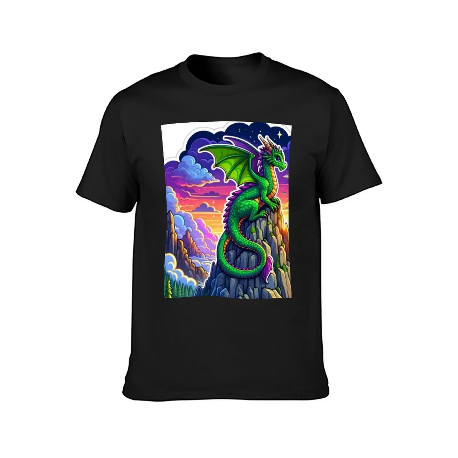 Dragon and Castle Fantasy T-Shirt vintage clothes oversizeds plain hippie clothes T-shirt men