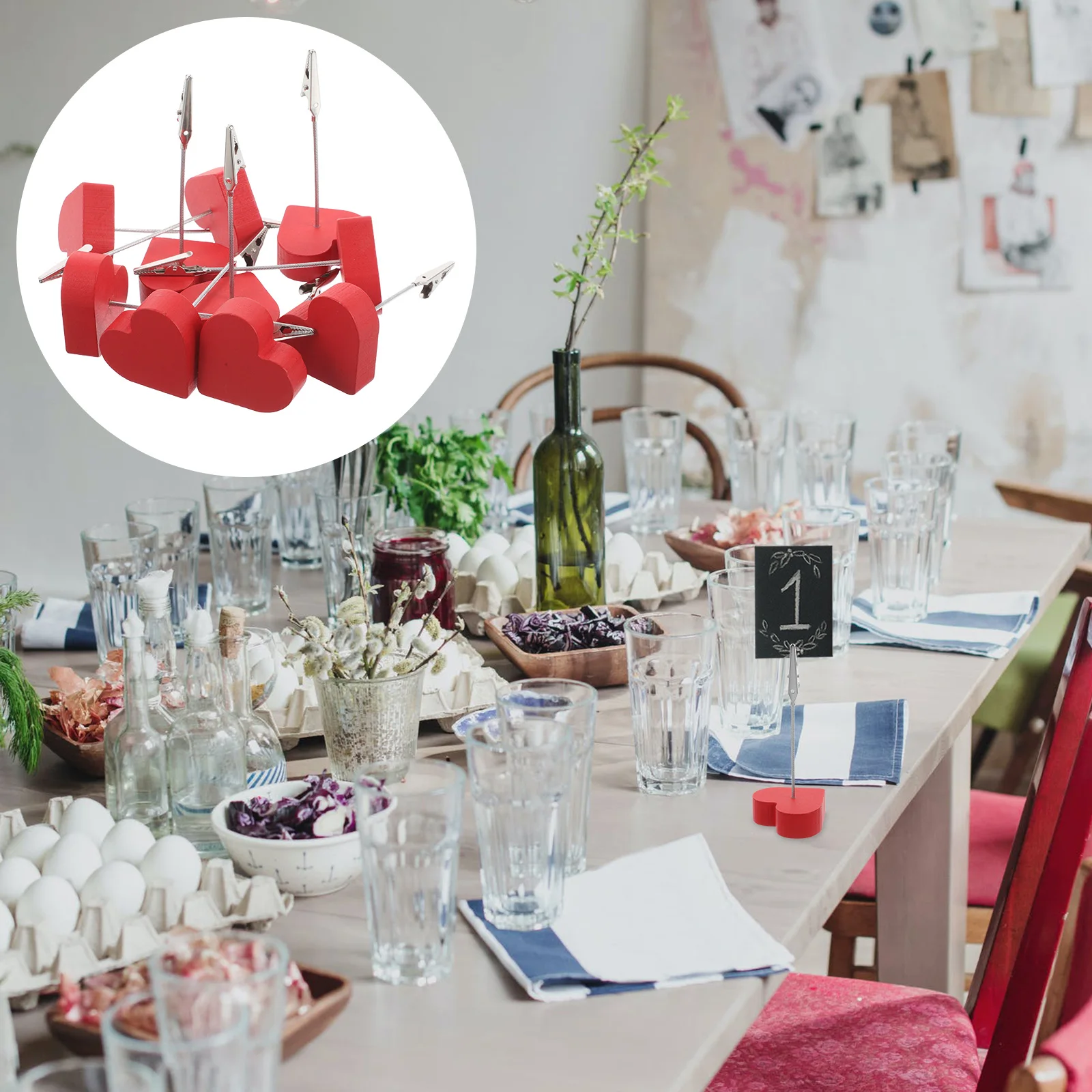 

10Pcs Valentine's Day Photo Clips Elegant Picture Stand Holder for Desk Memo Note Clamp Business Card Display Wedding Reception