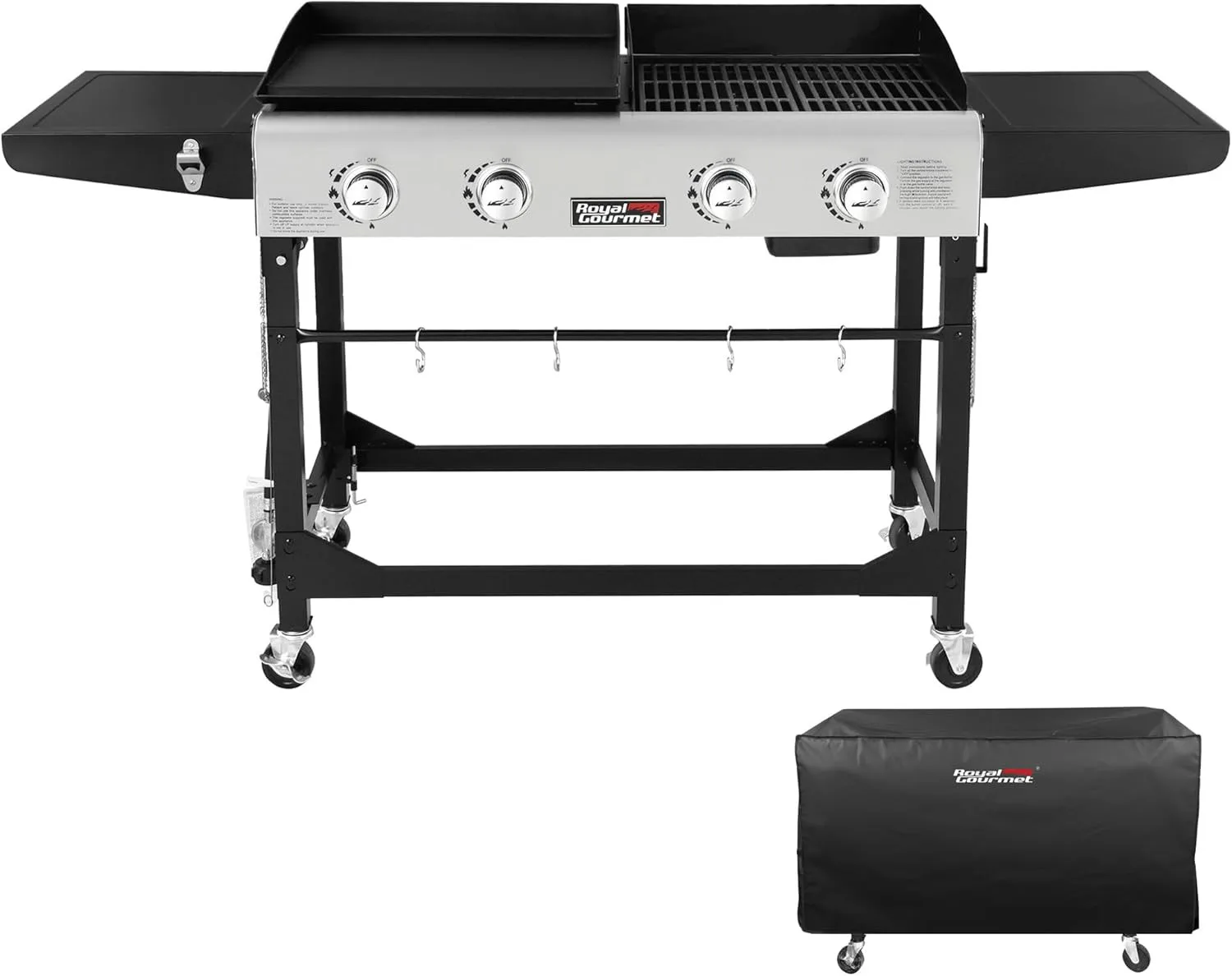 

4-Burner Propane Gas Grill & Griddle Combo with Cover for Outdoor Fun