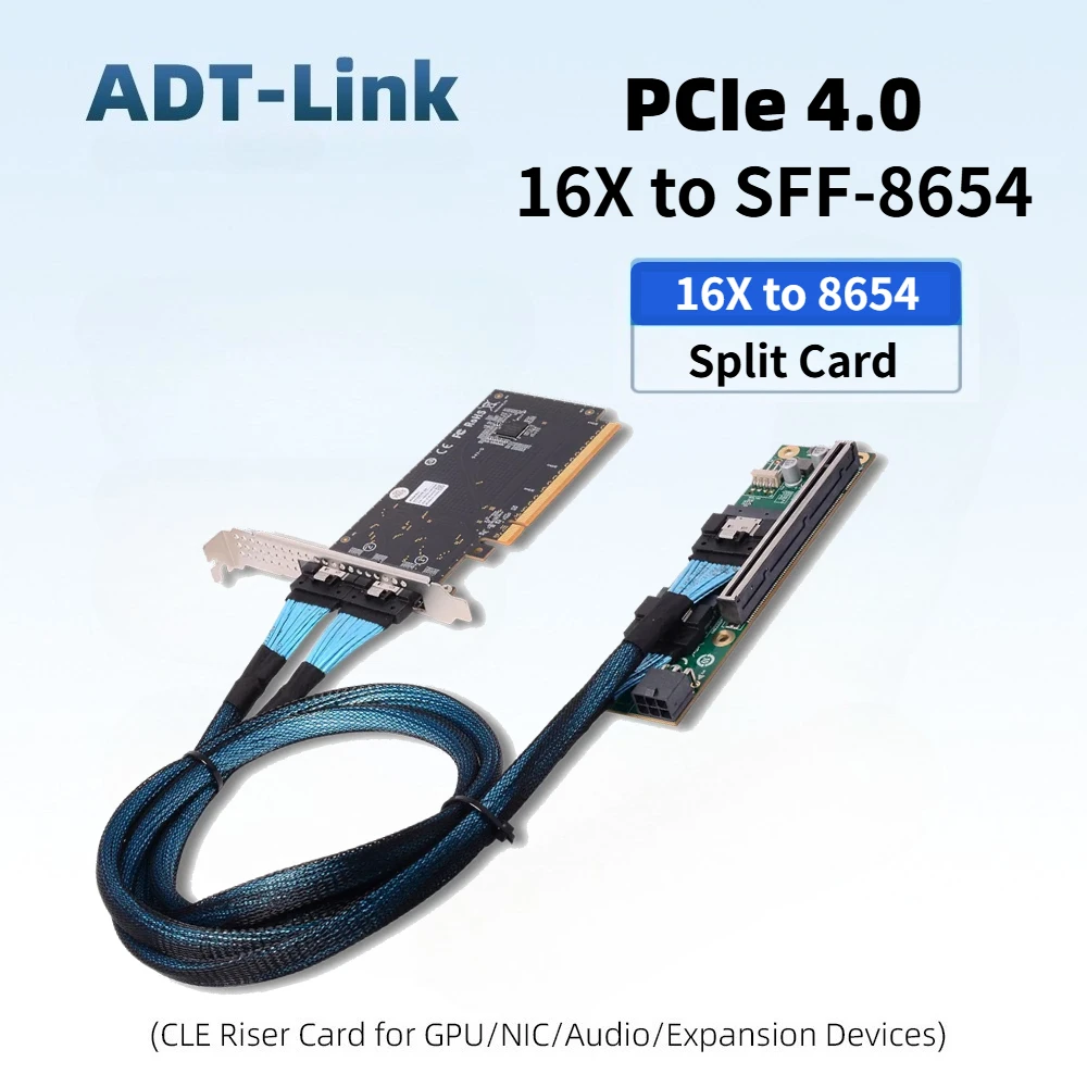 

PCIe 4.0 5.0 16x To MCIO 8i Split Riser Card SlimSAS SFF-8654 External Adapter Motherboard for Server External Expansion X8/ X16