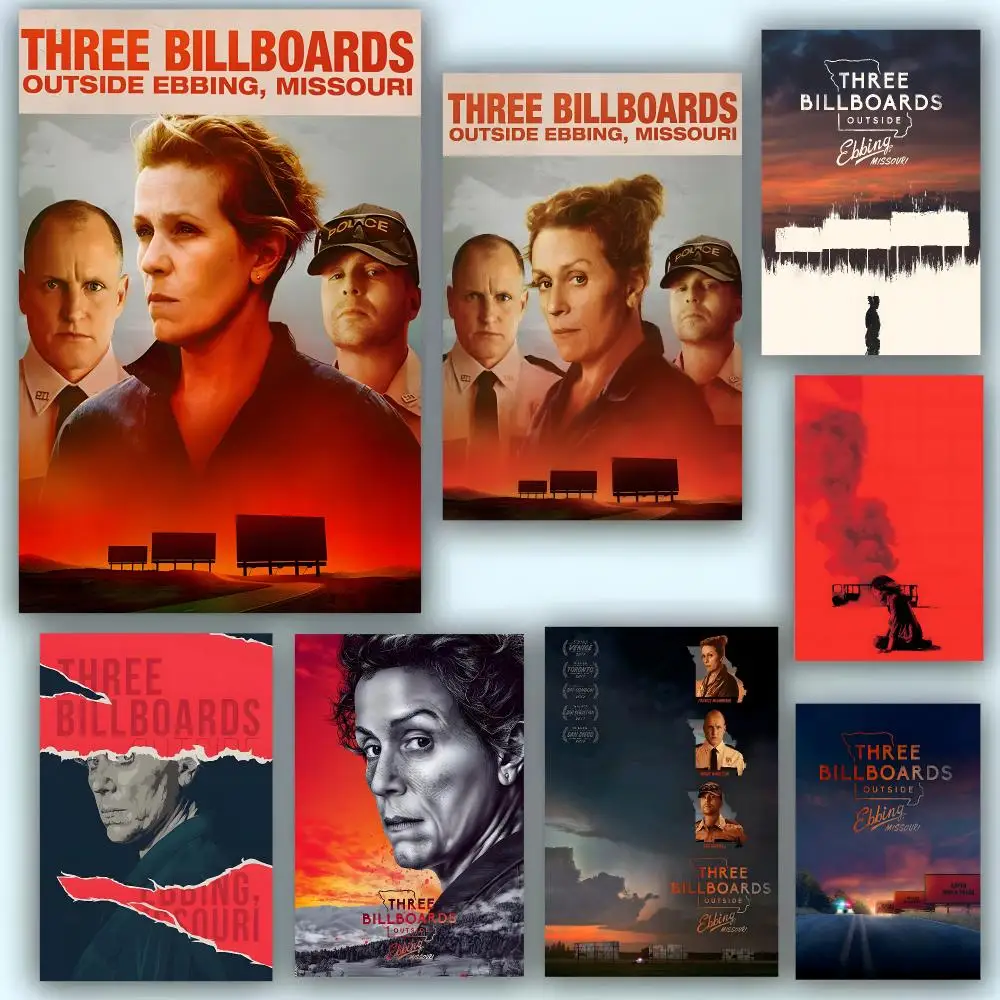 Film T-Three Billboards Outside Ebbing Missouri Poster Fashion Art Removable Wall Poster Home Accent for Bedroom & Dorm