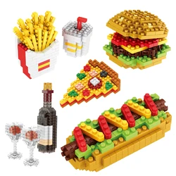 Mini blocchi Moc Fast Food Burger gelato patatine fritte blocchi di diamanti Puzzle fai da te assemblaggio ornamento giocattoli per bambini regalo di festa