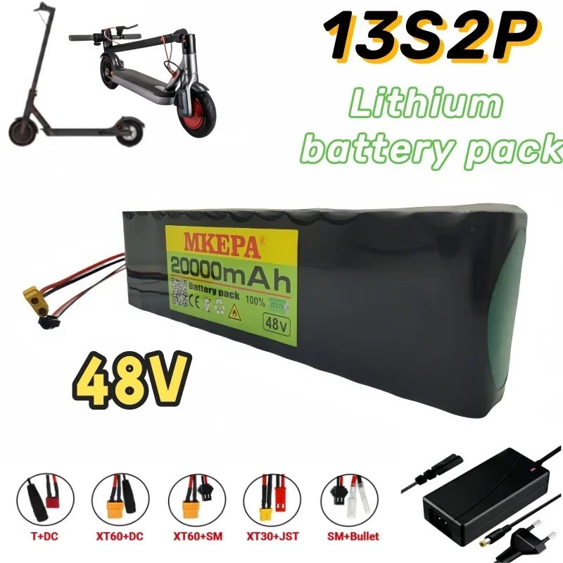 

48v 20000mAh 13S2P high-power 18650 battery pack 750W electric scooter electric motorcycle battery 54.6V BMS protection charger