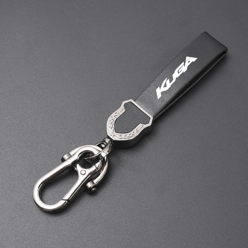 High-grade leather Ultra-clear printing High-quality key chain Keychain For Ford KUGA car accessories