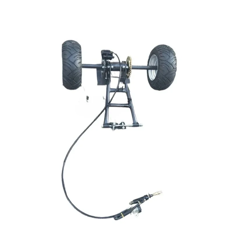 

four-wheeled two-wheeled to three-wheeled motorcycle, modified ATV rear axle suspension rear axle, 6-inch wheels with brakes