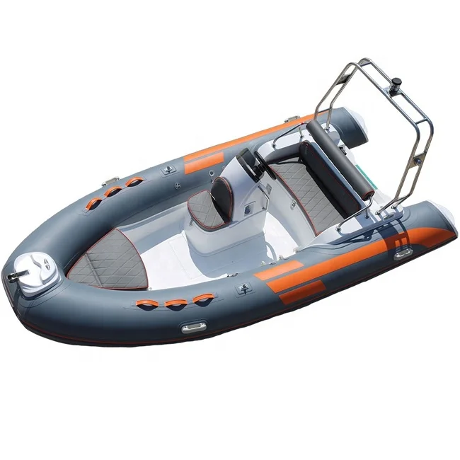 CE Certified 14ft 4.3m Sport RIB Hypalon Inflatable Boat Fiberglass Hull With PVC Material New Fishing Boat With Motor