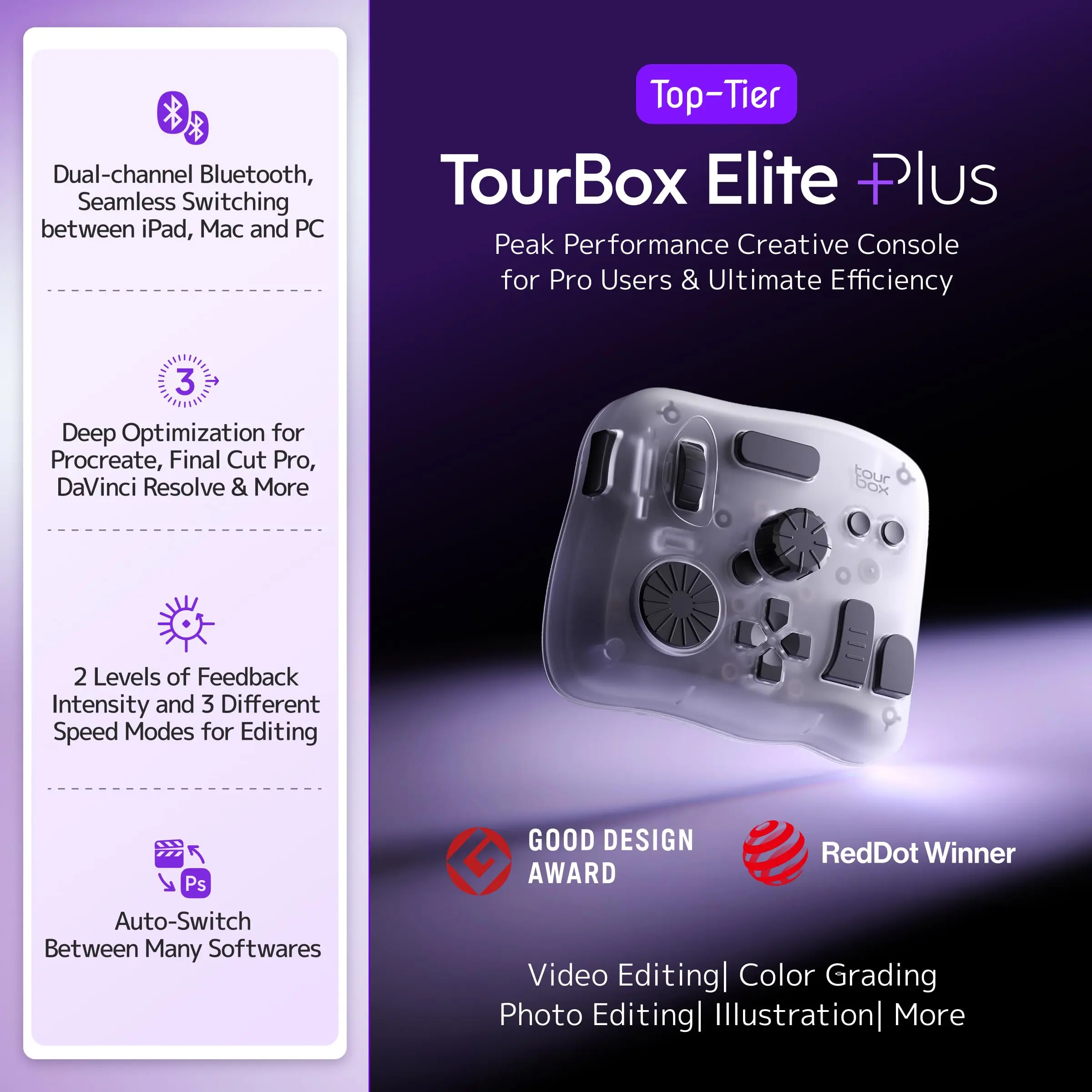 TourBox Elite Plus ポータブルクリエイティブデザイナーPC