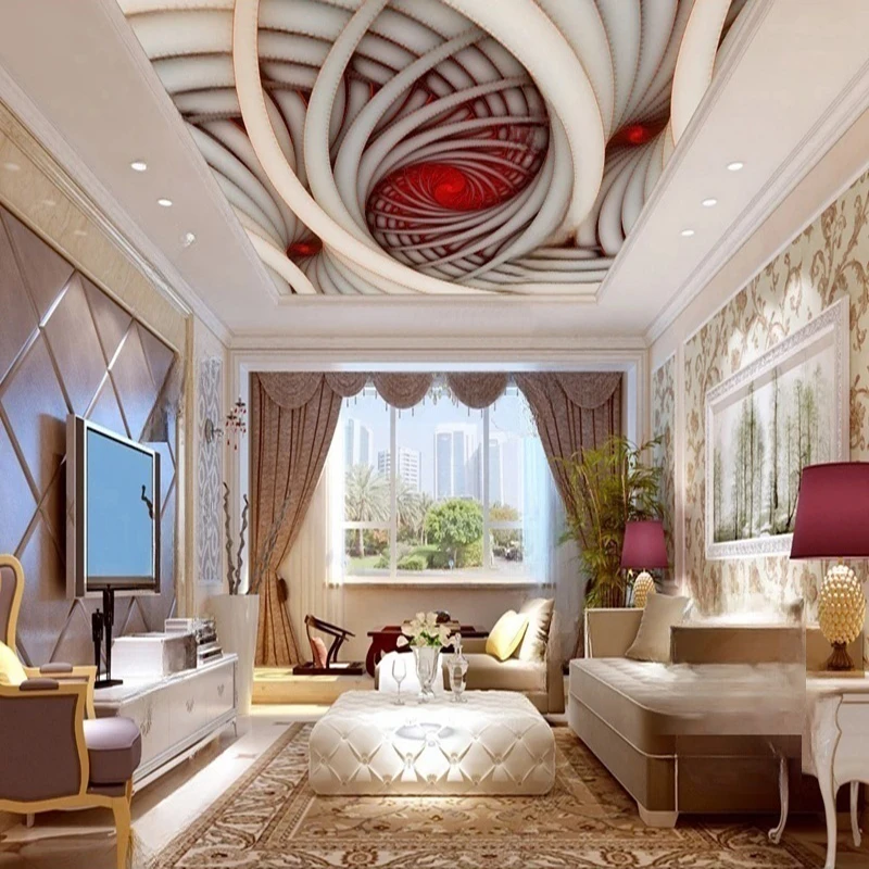 

Custom 3D Geometric Wall Mural Textured Ceiling & Wallpaper Art Decorative Wall Coverings for Modern Interiors Building Supplies