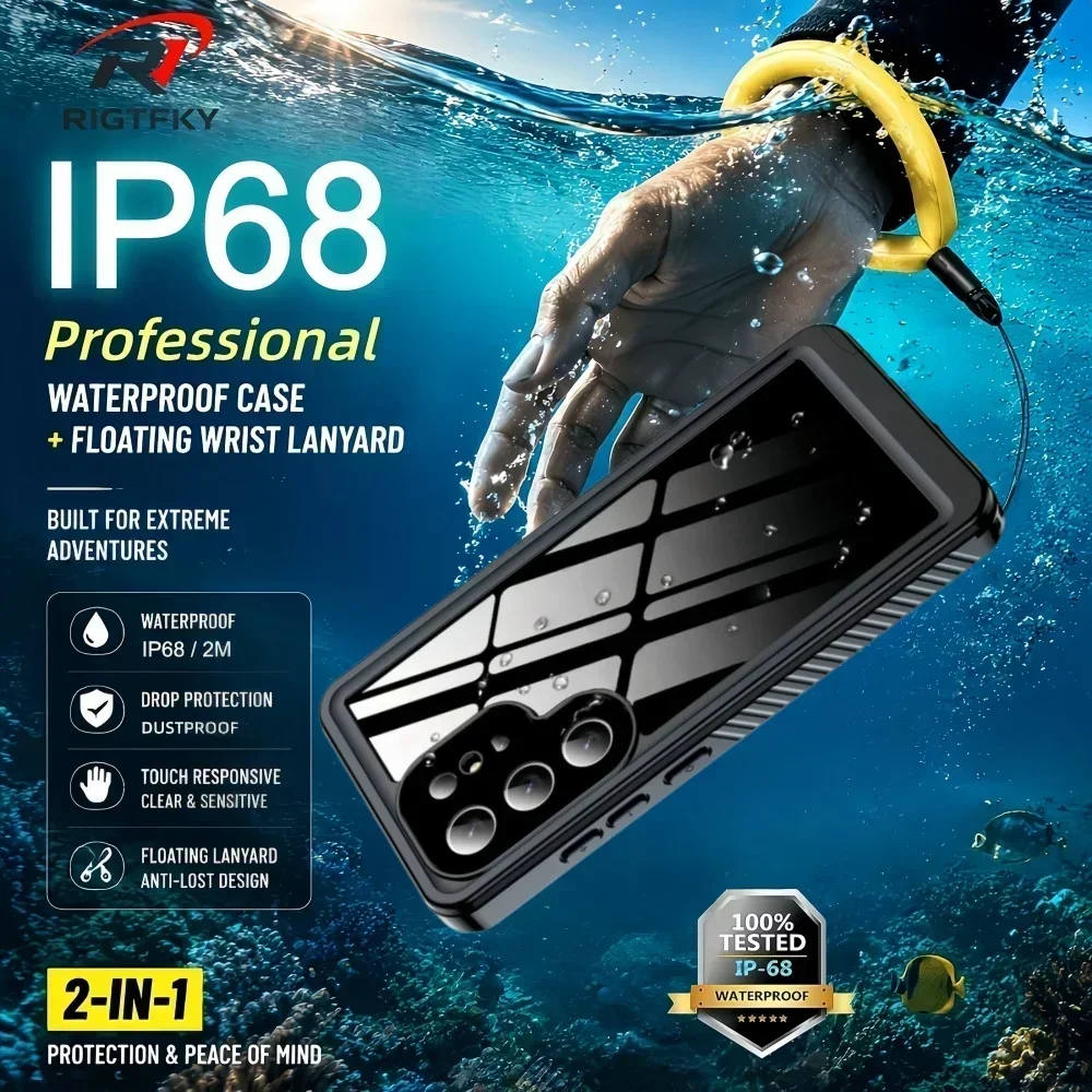 IP68 Waterproof Case for Samsung S26 Ultra S25 S24 S23 S21 FE 360° Full Body Protection Shockproof Cover Swimming & Diving Cover