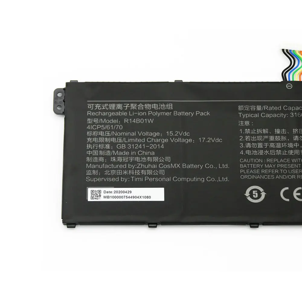 Genuine 15.2V 46Wh R14B01W 4ICP5/61/69 Laptop Battery For Xiaomi  MI Redmi Book 14 inch XMA1901-DG AA AG Notebook