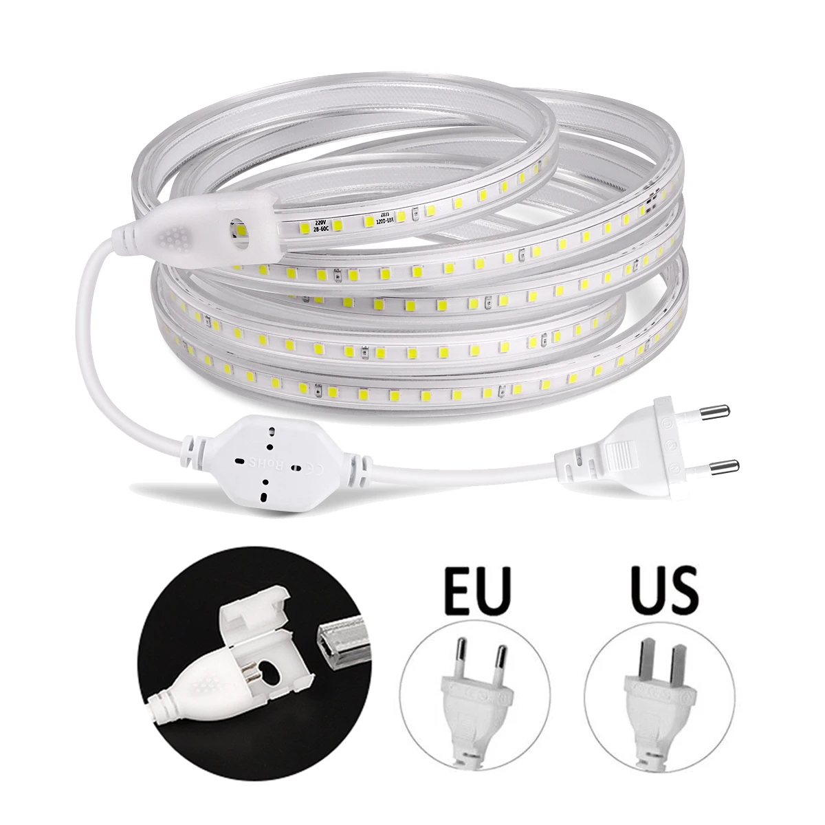 

5M 10M 20M 120 LEDs/M LED Strip Light 2835 SMD 110V/220V US/EU Plug Led Tape Indoor Outdoor Lighting Room Wall Decoration Lamp