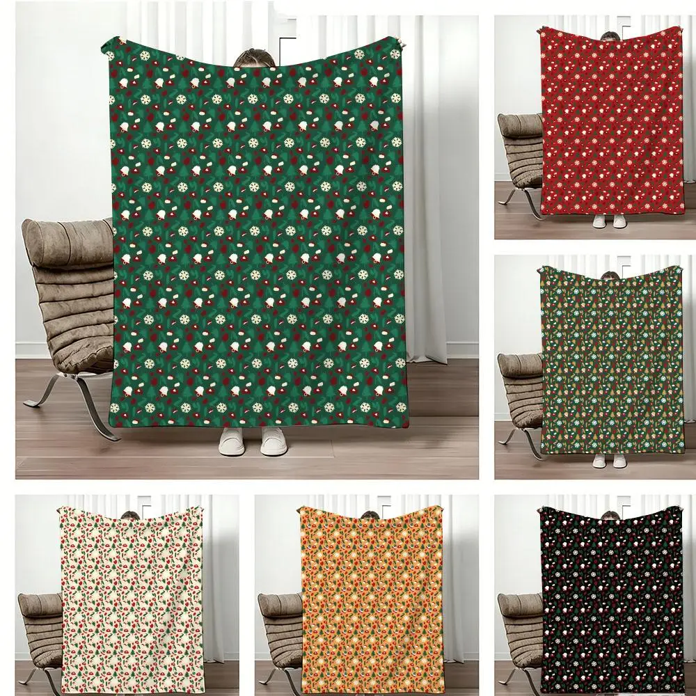 Art illustration C-Christmas seamless  Throw Lightweight 240g Flannel Blanket Soft Skin-friendly for Summer Cooling