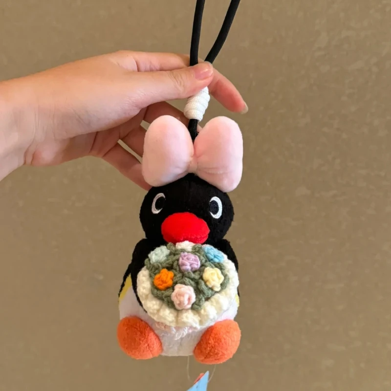 ピンクペンギンぬいぐるみキーホルダーかわいいペンギン人形バックパックペンダントクリエイティブ動物人形キーホルダー女の子クリスマスバッグアクセサリー