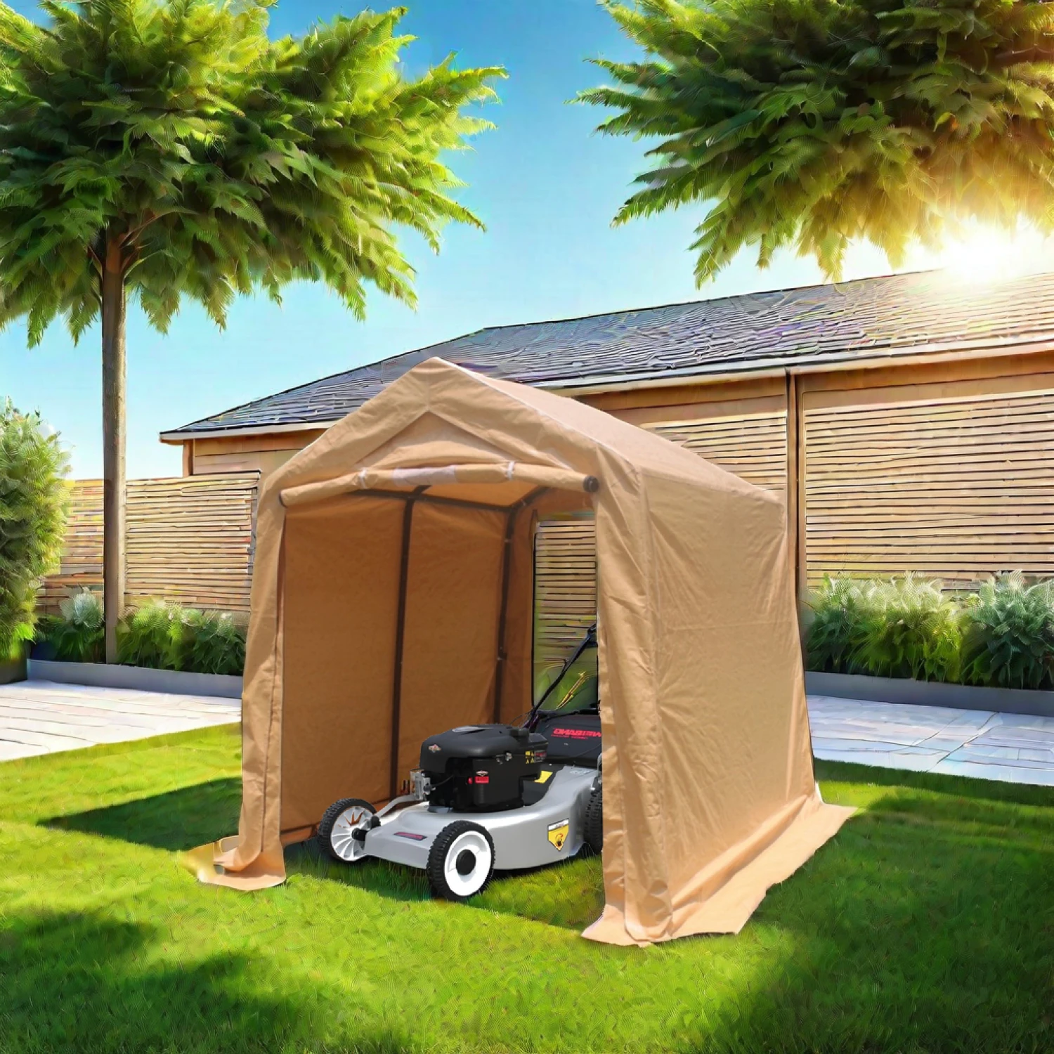 7x8 ft Outdoor Portable Gazebo Storage Shed with 2 Zipper Doors & Vents Waterproof UV Resistant Carport Motorcycle Garage Tent,