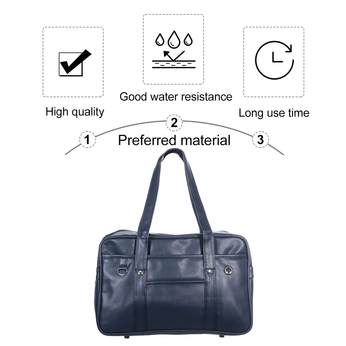 Multifunctional Storage Bag PU School Student Handbag Office Laptop Bag Large Capacity Portable Lightweight Simple