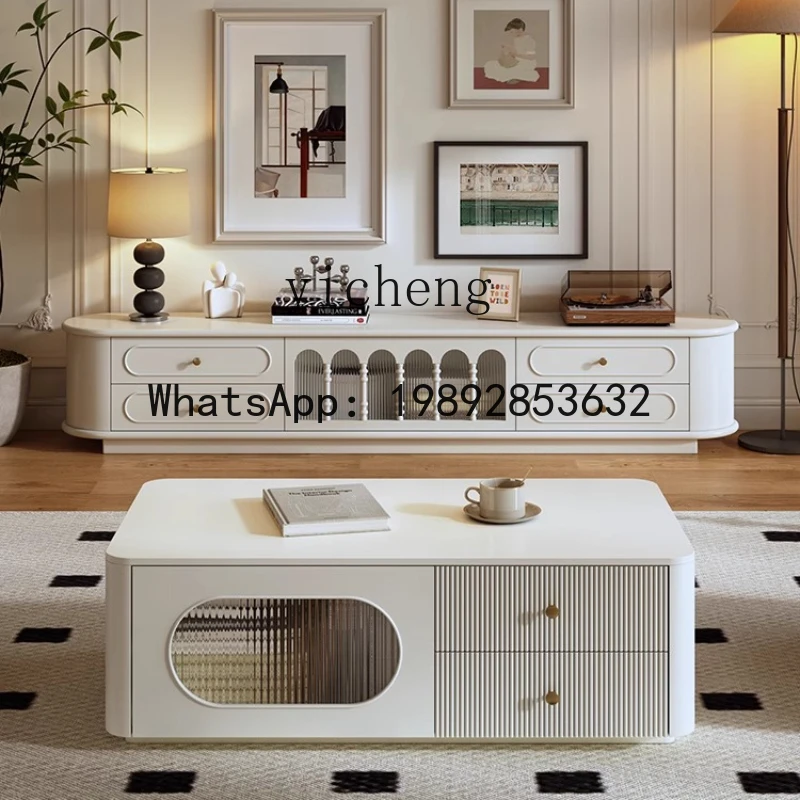 H3-30 TV Cabinet Floor-to-ceiling Solid Wood Living Room Household 43cm High Hidden Socket Short Model