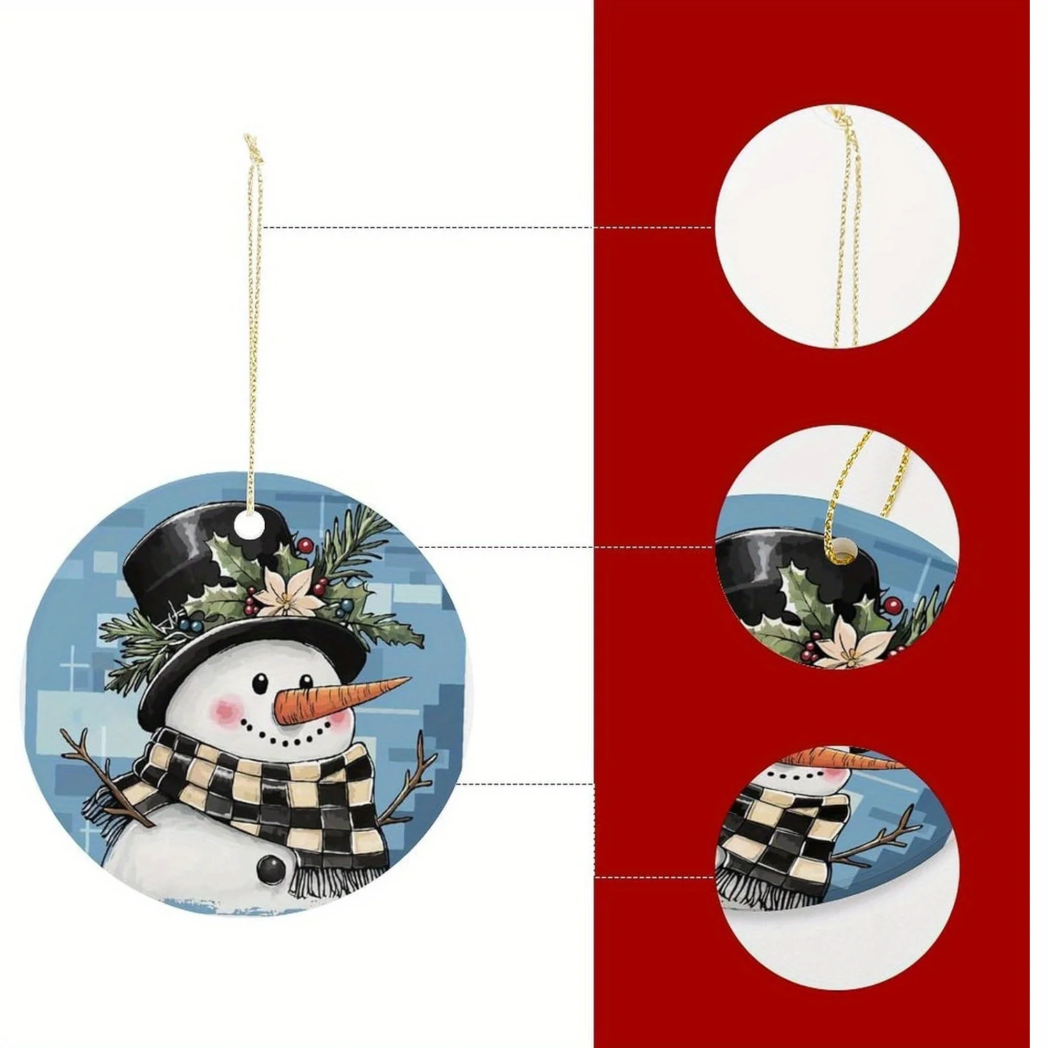 

Ceramic Hanging Decoration -3-inch Circular Ornament, Single-sided Printed Holiday Decoration, Suitable for Christmas, New Year