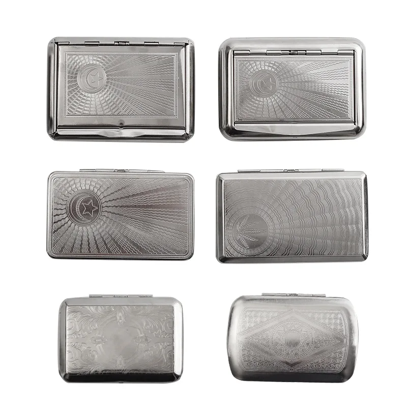 Portable Metal Cigarette Case Stainless Steel Tobacco Box Humidor Hand-rolled Tobacco Box