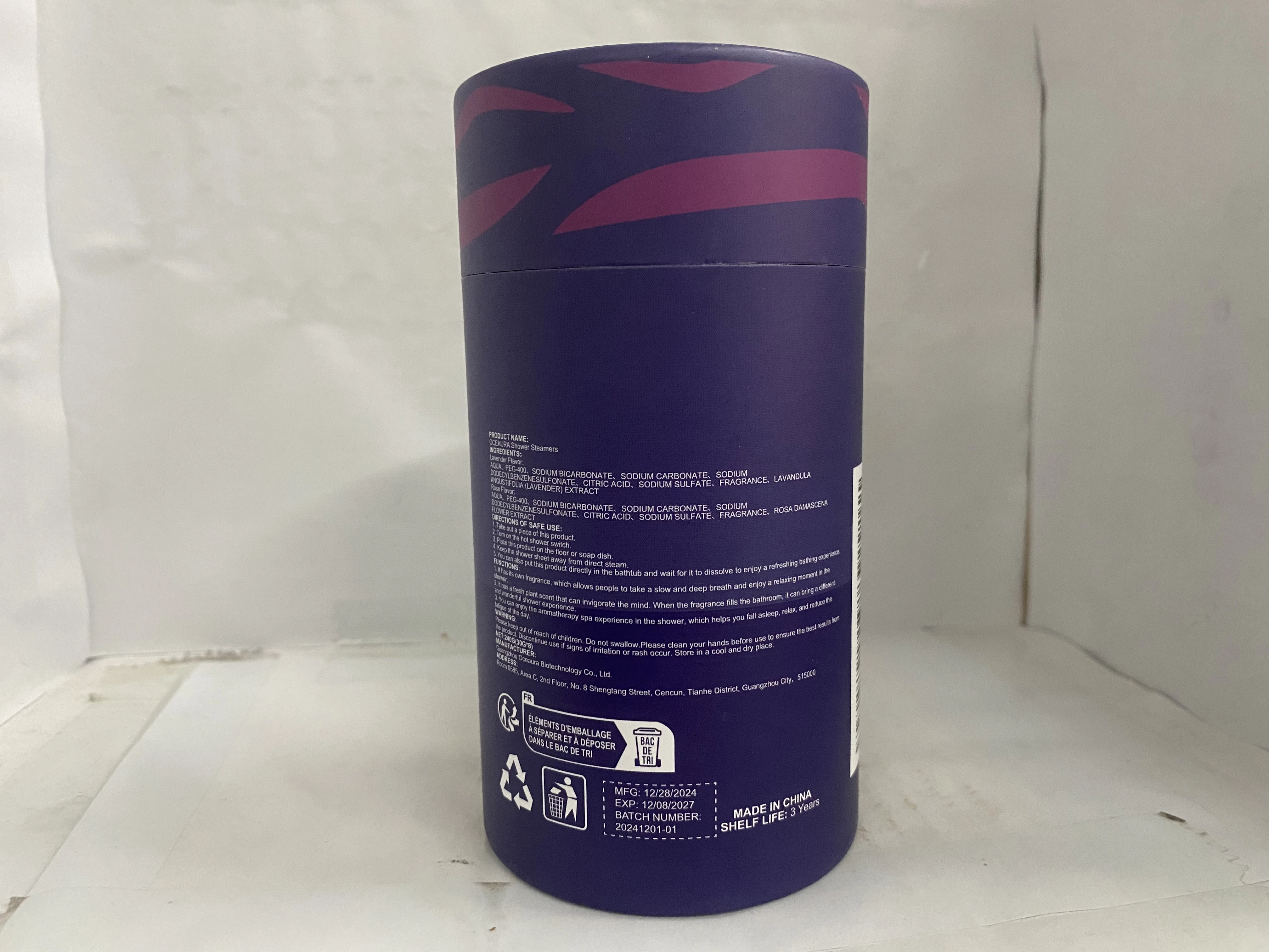 OceAura Lavender & Rose Shower Steamers - Aromatherapy Bath Tablets, Relaxing Shower Bombs, Stress Relief, 240g (30g x 8)