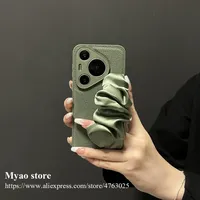 Silk Wristband Phone Case For Huawei Pura 70 P60 P50 P40 P60 Pro Honor 50 60 70 80 90 100 pro Leather Lunar Crater Texture Cover